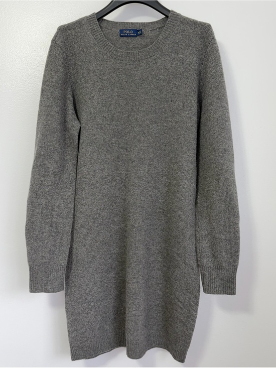 Ralph Lauren Dresses & Skirts - Polo Ralph Lauren Grey Dress Merino Wool Cashmere Leather Elbows Size M Flaw